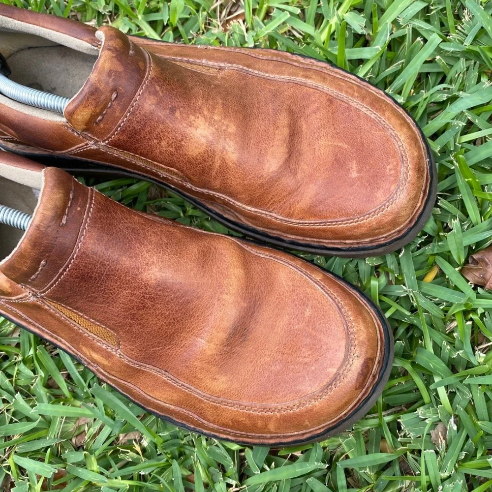 Dr. Martens 8B79 Mens Brown Leather Slip On Loafers Size US 12 Moc Toe Shoes‎